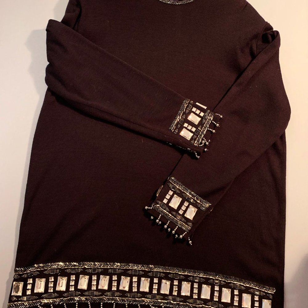 "The Limited" NAVY BLUE Sweater w/ Bling Trim